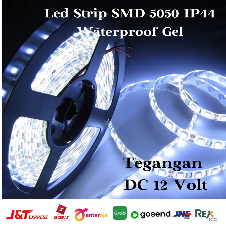 LED Strip Flexible 5050 12V Cold White 300 LED/Roll WaterProof IP44