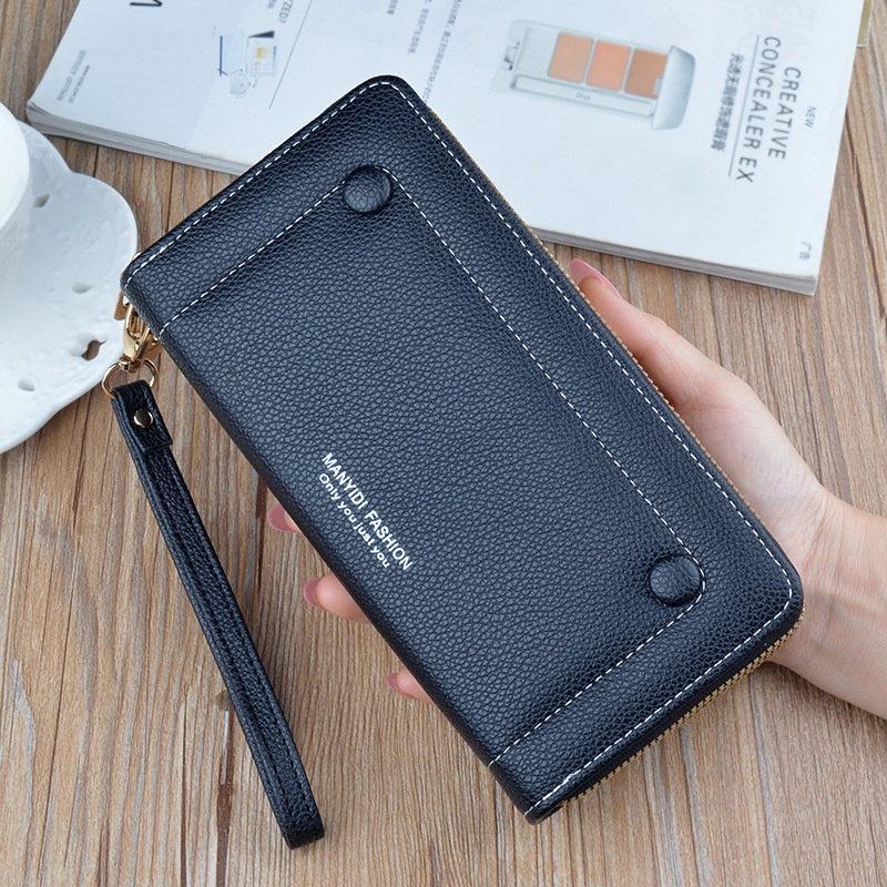 DOMPET PANJANG WANITA 2 RESLETING PREMIUM MUAT HP KULIT HITAM NICELA WA626B5 KOREA IMPORT SLOT KARTU KOIN BRANDED REMAJA KEKINIAN TALI PENDEK SIMPLE FASHION CEWEK MURAH BATAM