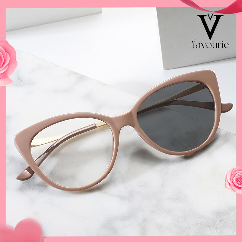 CODKacamata Optik Retro Anti Sinar Biru Kacamata Optik Logam Tren Kacamata Berubah Warna Bingkai Polos-FA