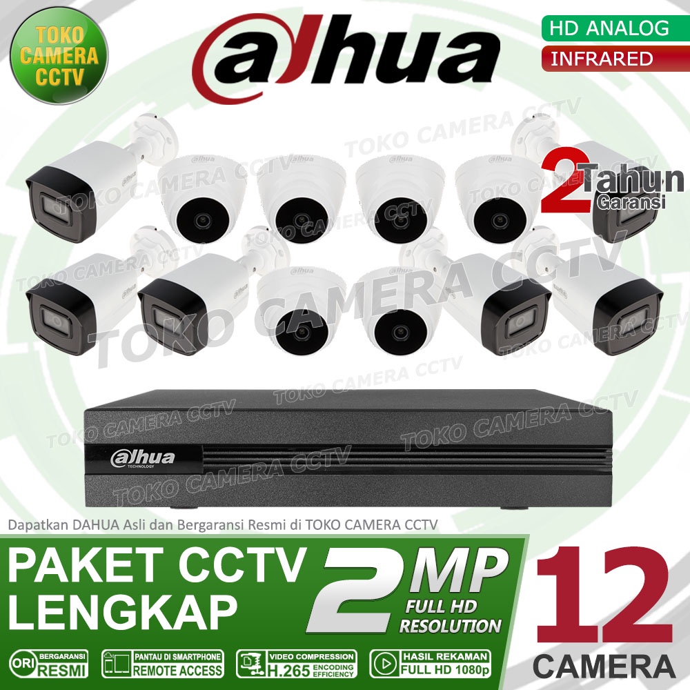 PAKET CCTV DAHUA 2MP 16 CHANNEL 12CAMERA