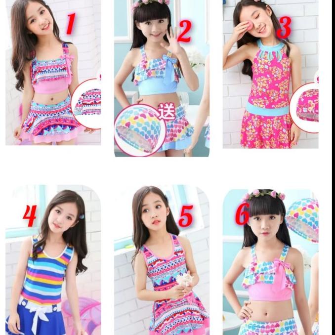Baju Renang Diving Anak Cewek Motif Usia 5-14 Tahun