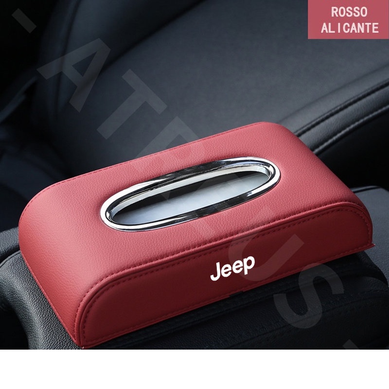 Jeep Kotak Tisu Mobil Kulit Premium Tempat Penyimpanan Tisu Mobil Auto Case For Renegade Compass 2022 Willys Wrangler jk Cherokee xj Aksesoris Mobil