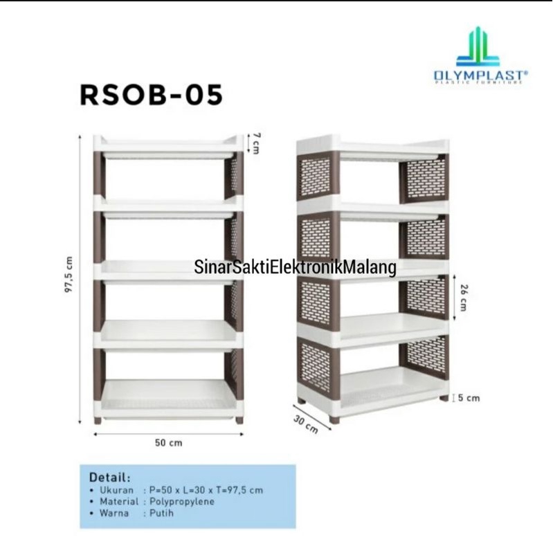 Olympast Rak Serbaguna Susun Besar Plastik Sepatu RSOB 5 Dapur 5 Susun Buku