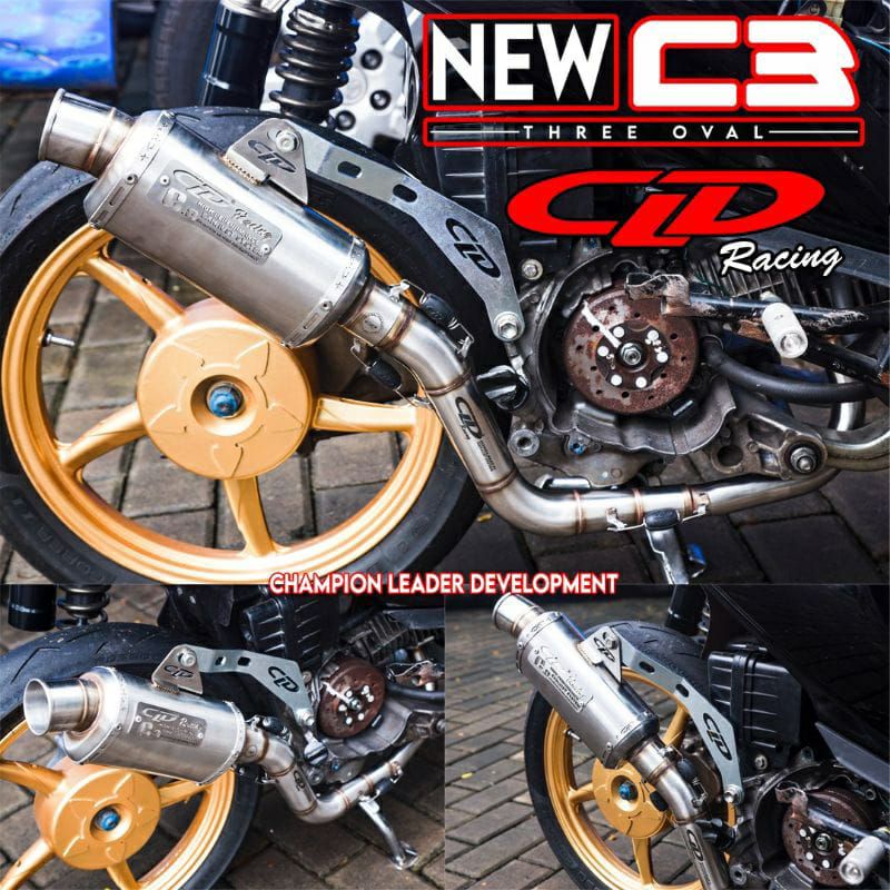 Knalpot CLD Racing Type New C3 Oval Beat Scoopy Genio Mio Sporty Mio J Mio M3 Xeon RC Xeon GT