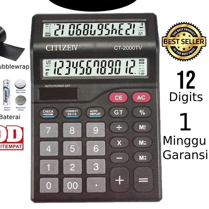 

☛☛ Kalkulator 2 Layar CT-2000TV 12 Digit - Calculator Check Dual 2 Power