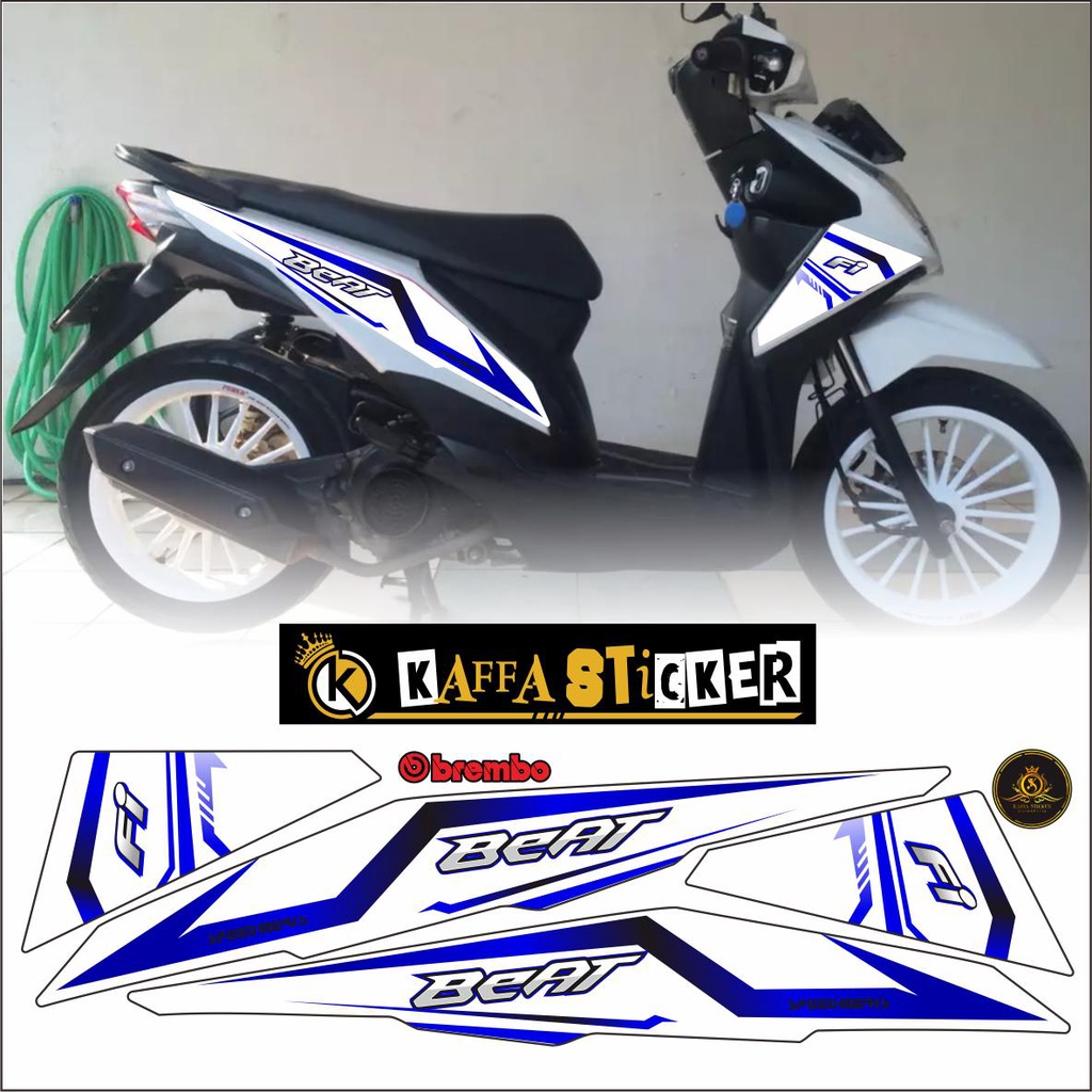 STRIPING BEAT FI VARIASI RACING PUTIH BIRU