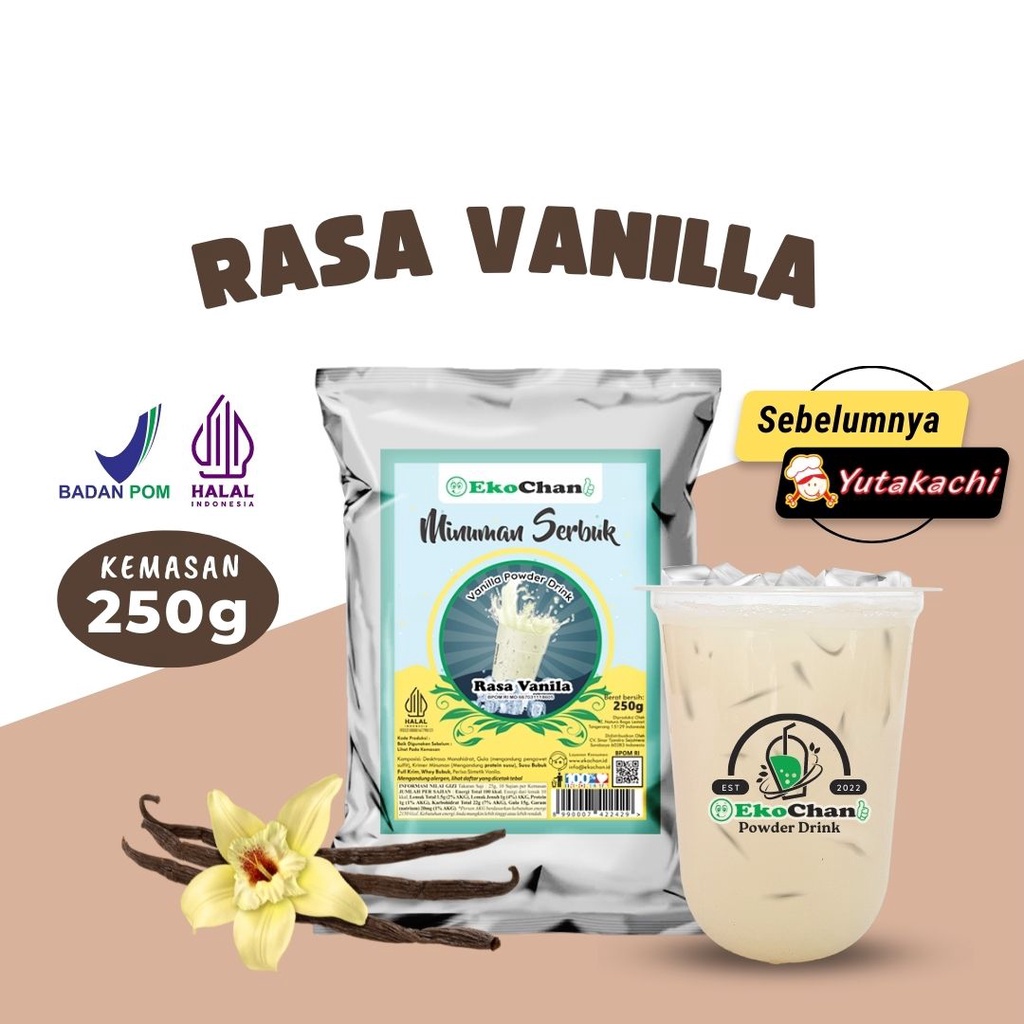 PAKET HEMAT MINUMAN YUTAKACHI 3 Bubuk Minuman EkoChan @250g (Vanilla + Coklat)