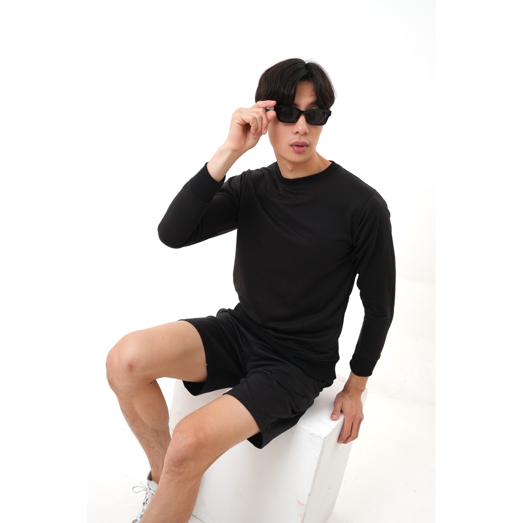 SANVANINA Sweater Crewneck Black Unisex | Sweatshirt Polos Hitam C-01A