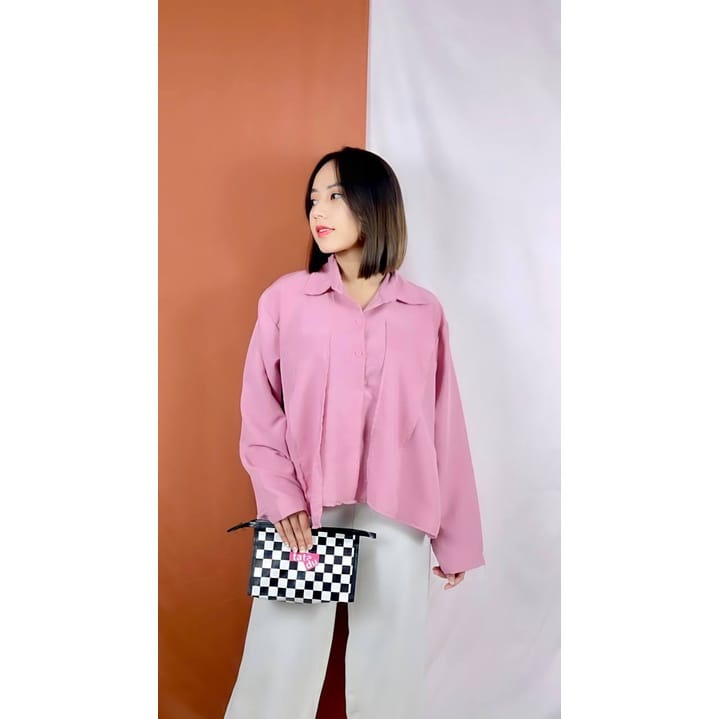 Kalu Crop Oversize Shirt / Atasan Wanita Terbaru