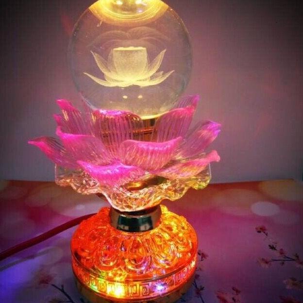 Lampu Sembayang bentuk Bunga Teratai, isi 12 lagu buddha