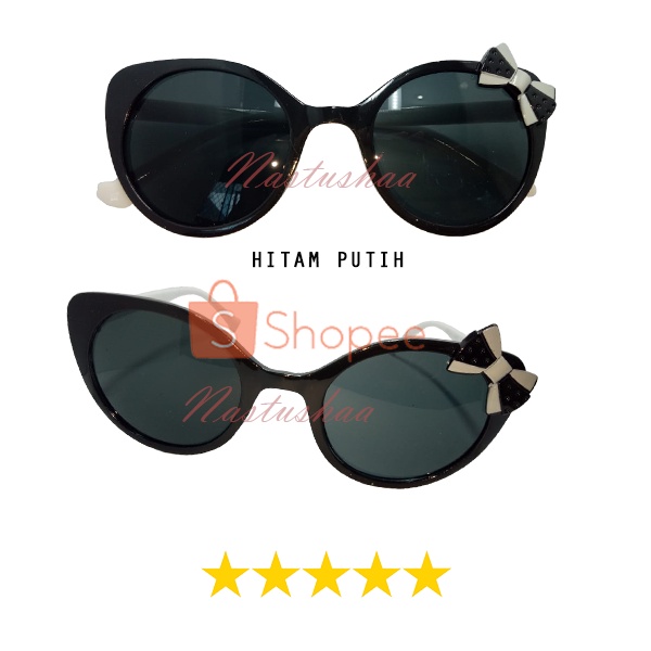 KACAMATA HITAM ANAK PEREMPUAN ANTI UV MODEL BINGKAI CAT EYE KACAMATA FASHION GAYA ANTI UV ANAK LUCU FREE BOX