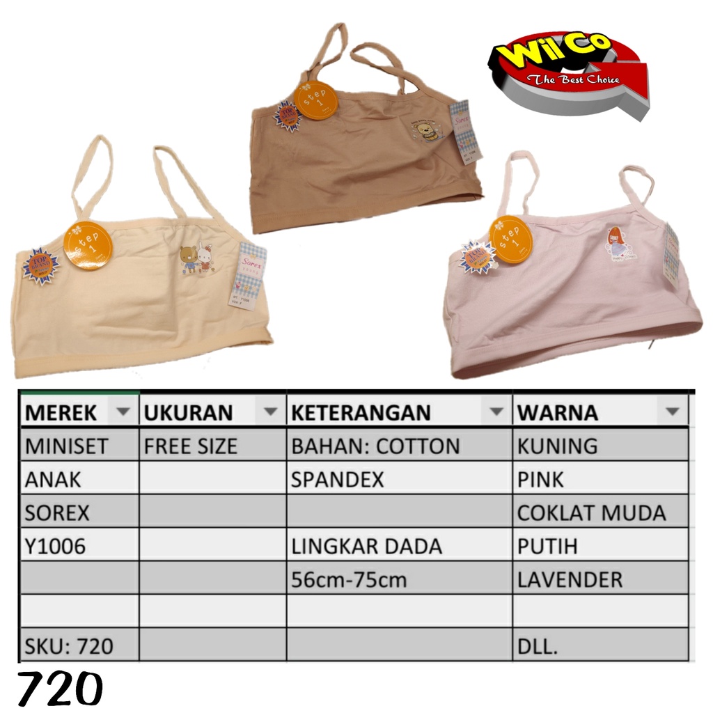 K720 - [Harga Per 1 Pcs] MINISET ANAK WANITA PAKAIAN DALAM ANAK SOREX STEP 1 FREE SIZE