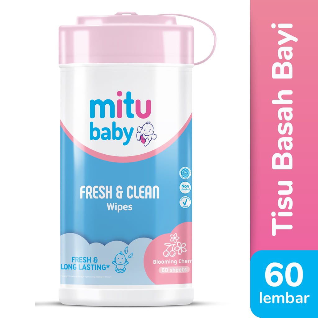 MITU BABY WIPES BOTTLE FRESH &amp; CLEAN BLUE --PINK 60S