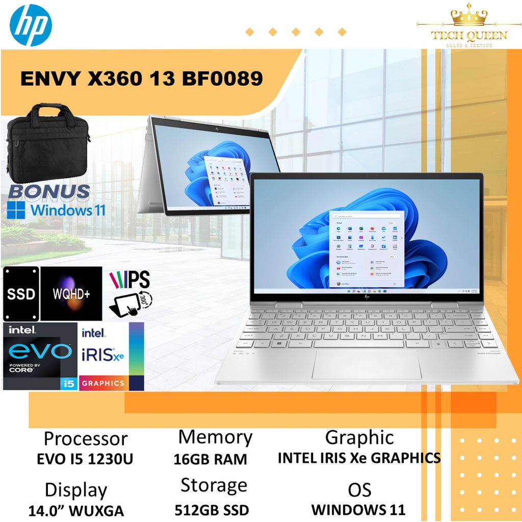 Hp Envy X360 13 BF0089TU Touch EVO I5 1230U 16GB 512SSD IRISXE Windows 11 13.3 Inchi WUXGA