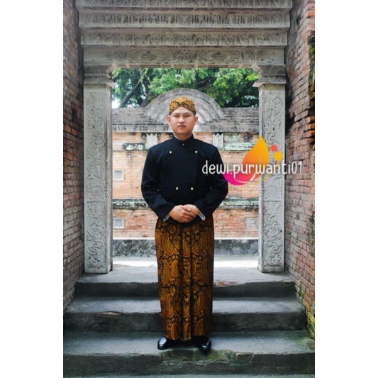 [1Set] Beskap Solo Hitam + Jarik Instan +Blangkon