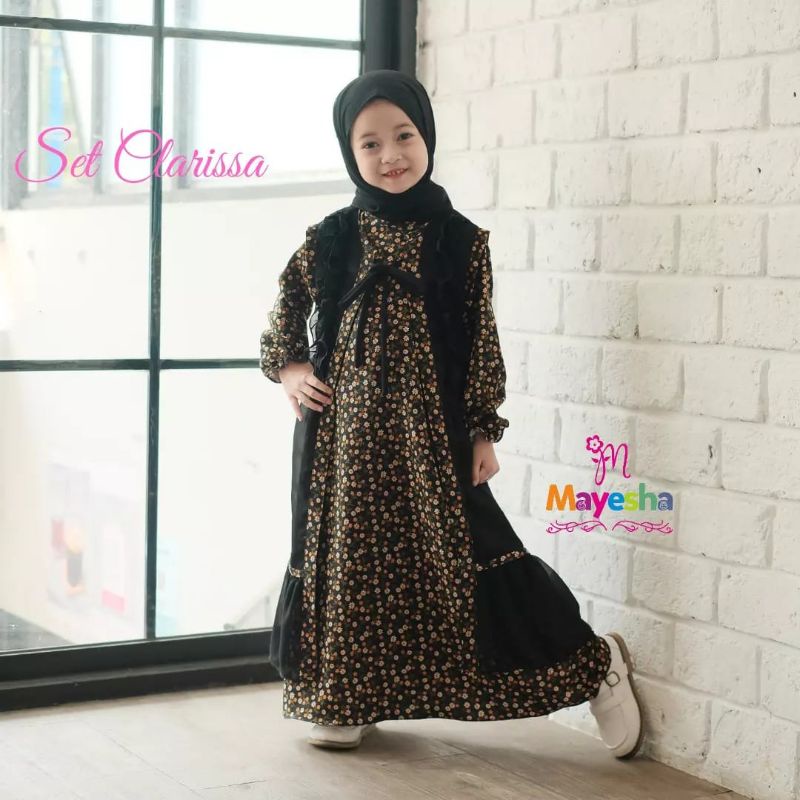 [3-7th] READY STOCK GAMIS ANAK CLARISSA SET GAMIS OUTER PASHMINA 3IN1 3-7 TAHUN MATT SHAKILA MIX CERUTY / BAJU GAMIS LEBARAN ANAK PEREMPUAN PREMIUM CLARISSA SET ORIGINAL BY MAYESHA / GAMIS ANAK + OUTER CERUTY CLARISSA SET 3IN1 BY MAYESHA