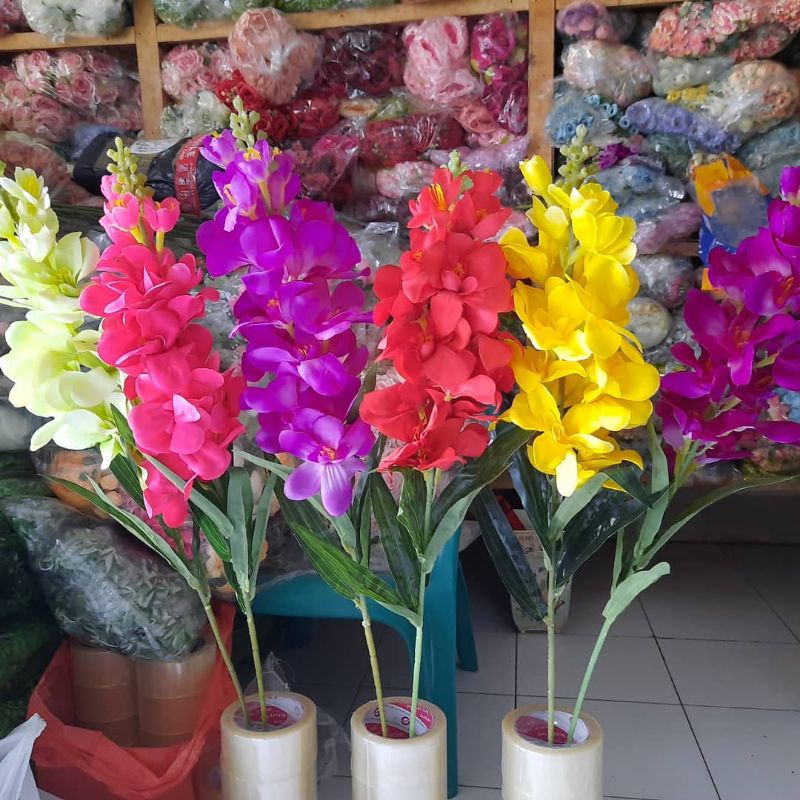 Bunga Sedap Malam Kain Premium 94cm 20Kuntum 5Daun / Bunga Artificial Lavender Dekorasi Warna / Bung