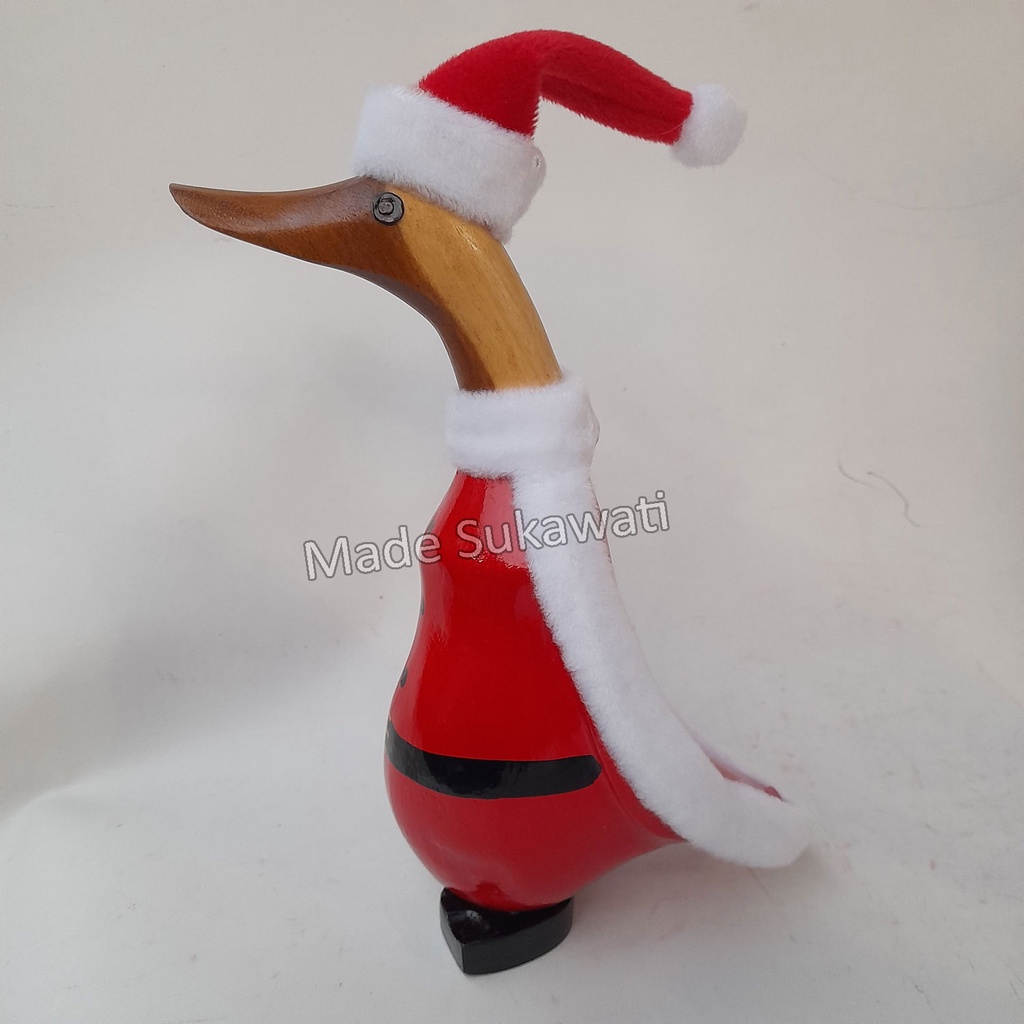 Patung bebek merah putih 27cm Natal Sinterklas SantaClaus kerajinan kayu handmade