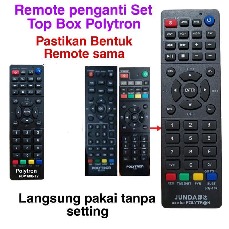 REMOT RECIEVER STB DVB T2 POLYTRON PDV 600 dan 610