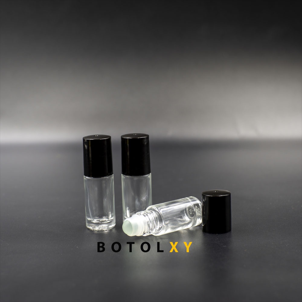 Botol Roll On 5ml Kaca Tebal Transparan - Roller KACA - Parfum Refill