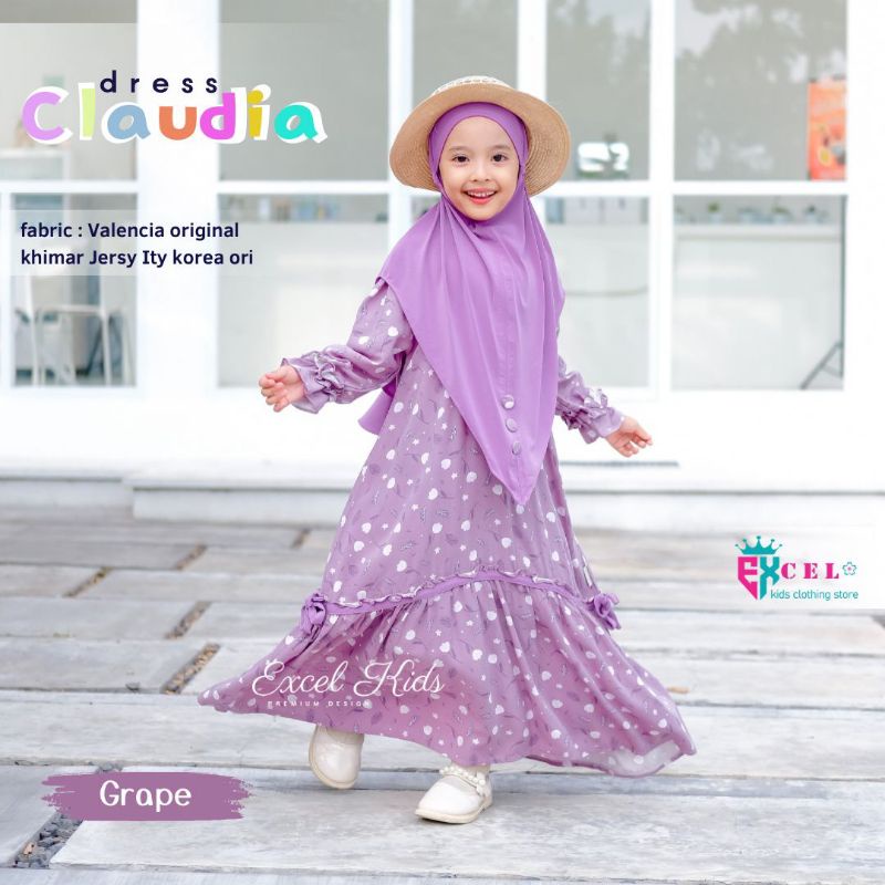 SETELAN GAMIS SYARI ANAK PEREMPUAN VALENCIA 3 4 5 6 7 8 9 10 TAHUN CLAUDIA DRESS KIDS FASHION HQ Rea