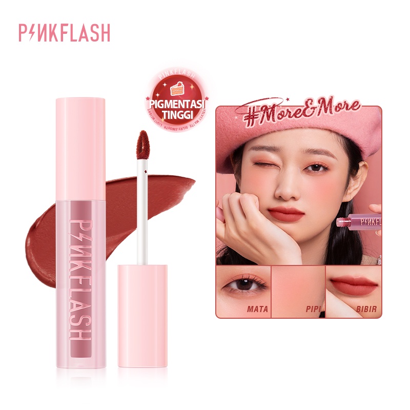 PINKFLASH #More&amp;More Fall Into Velvet Airy Matte Mousse Tint  High Pigment Smooth Lasting Silky Texture Lightweight Non-clumping