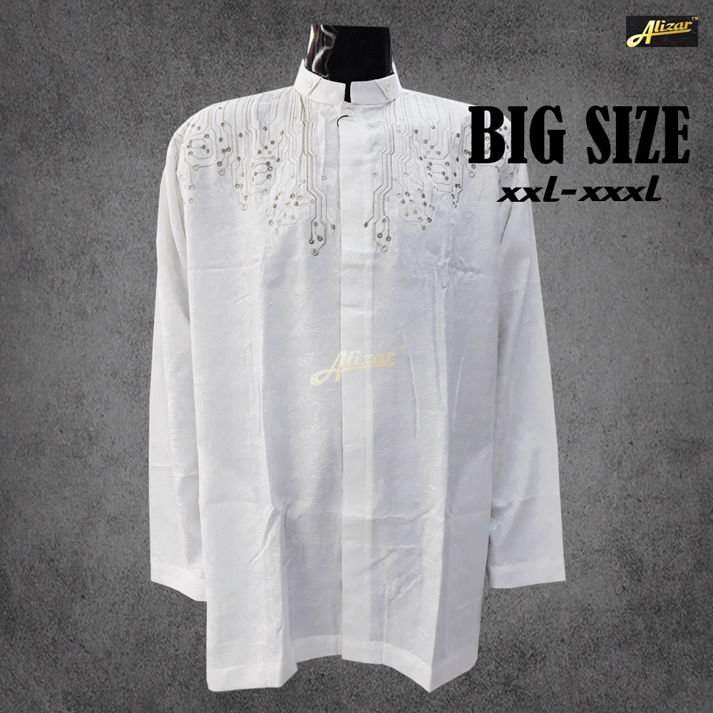 Baju Koko Putih Big Size, Kemeja Koko Putih Jumbo, Koko XXL-XXXL-XXXXL- Lengan Panjang
