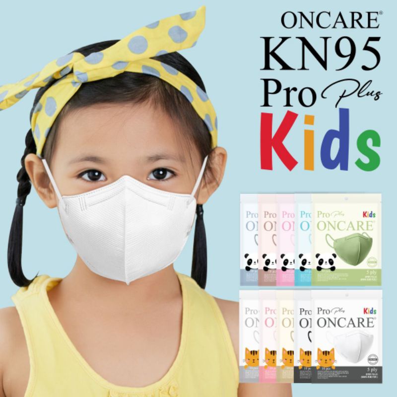 MASKER KN95 PRO PLUS ANAK ONCARE KIDS WARNA PUTIH SNOW WHITE ISI 10PCS