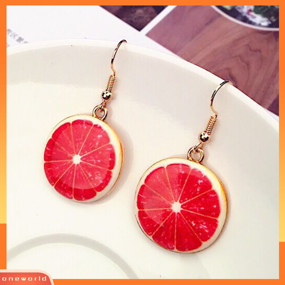 [WONE] Semangka Strawberry Orange Lucu Buah Liontin Wanita Kait Anting Perhiasan