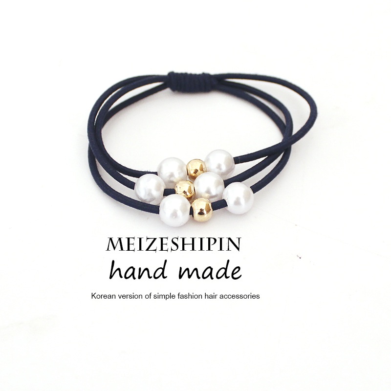 aksesoris rambut mode B0021 Ladies Pearl Two Tone Rubber Headband