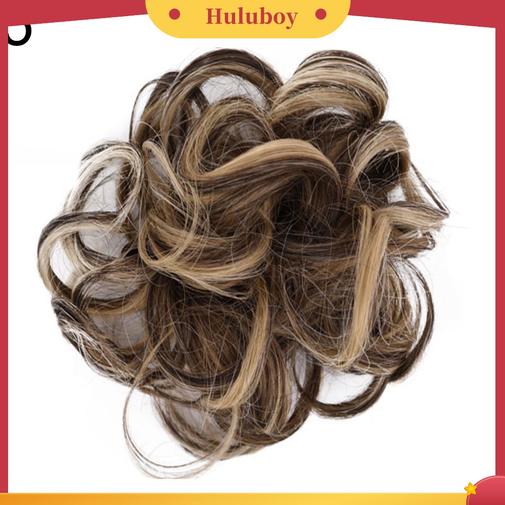 Wig Rambut Ekstensi Model Keriting Gelombang Messy Donut Chignons Untuk Wanita