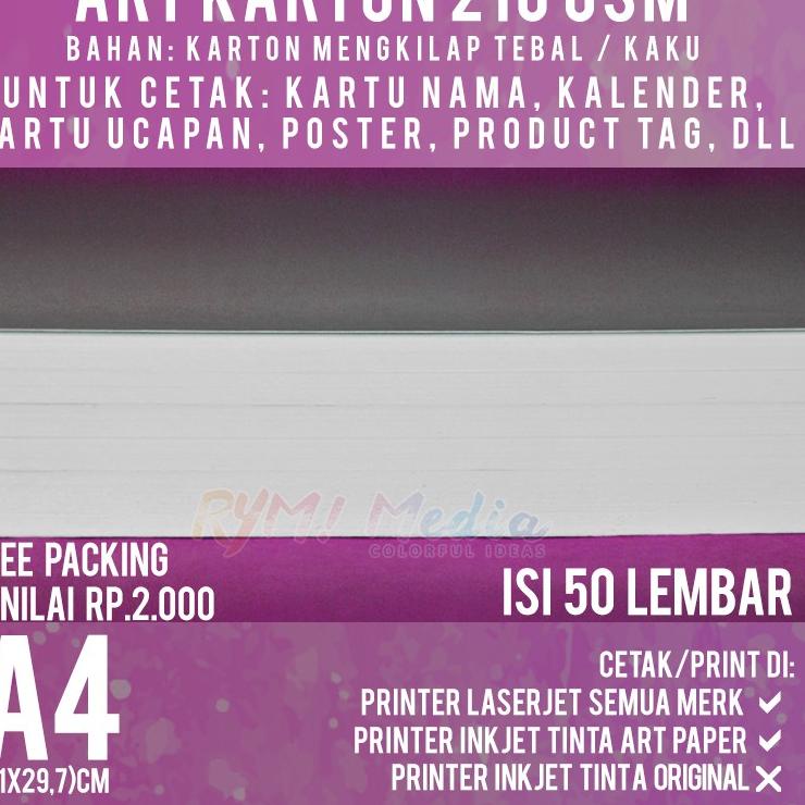 

Get Bonus Art Karton 210 gsm A4 isi 50 lbr / Kertas Carton Paper Glossy 210 gram