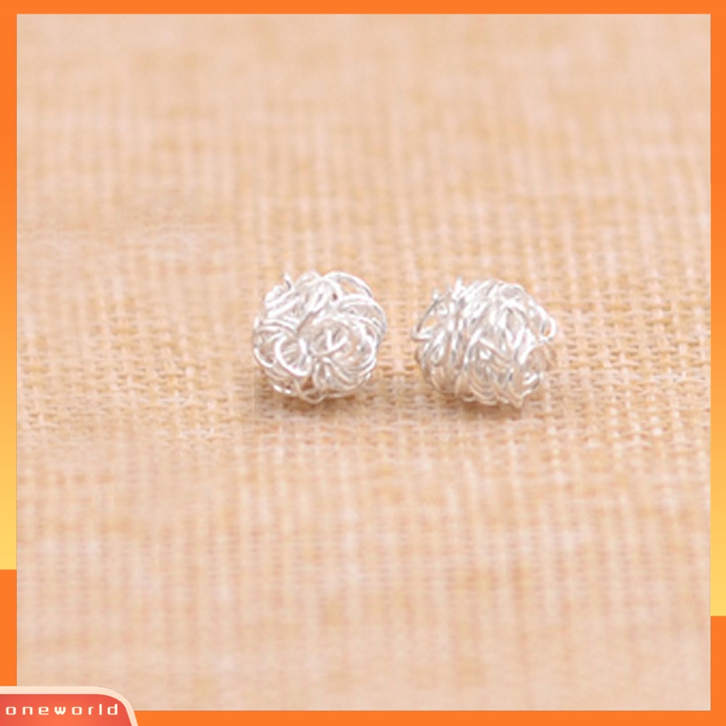 [WONE] 6pasang /Set Ear Studs Multiple Nyaman Dipakai Aksesoris Wanita Kawat Bentuk Bola Ear Studs Untuk Kehidupan Sehari-Hari