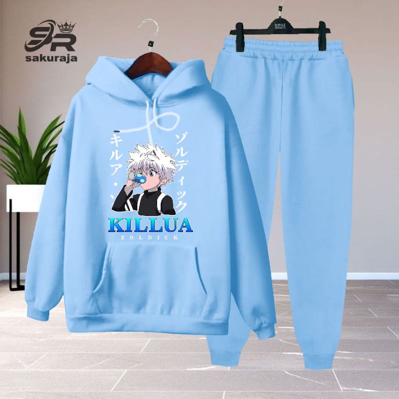 setelan hoodie anak karakter Hunter X killua Zoldyck/umur 3-17 tahun