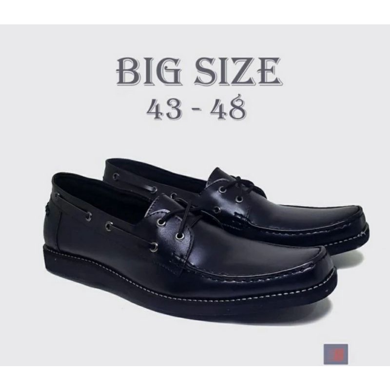 Bisa COD / Sepatu Oxford Pria Big Size 44-48 Pantofel Loafers Kulit Asli Ngantor PNS Hitam Ukuran JUMBO, 47