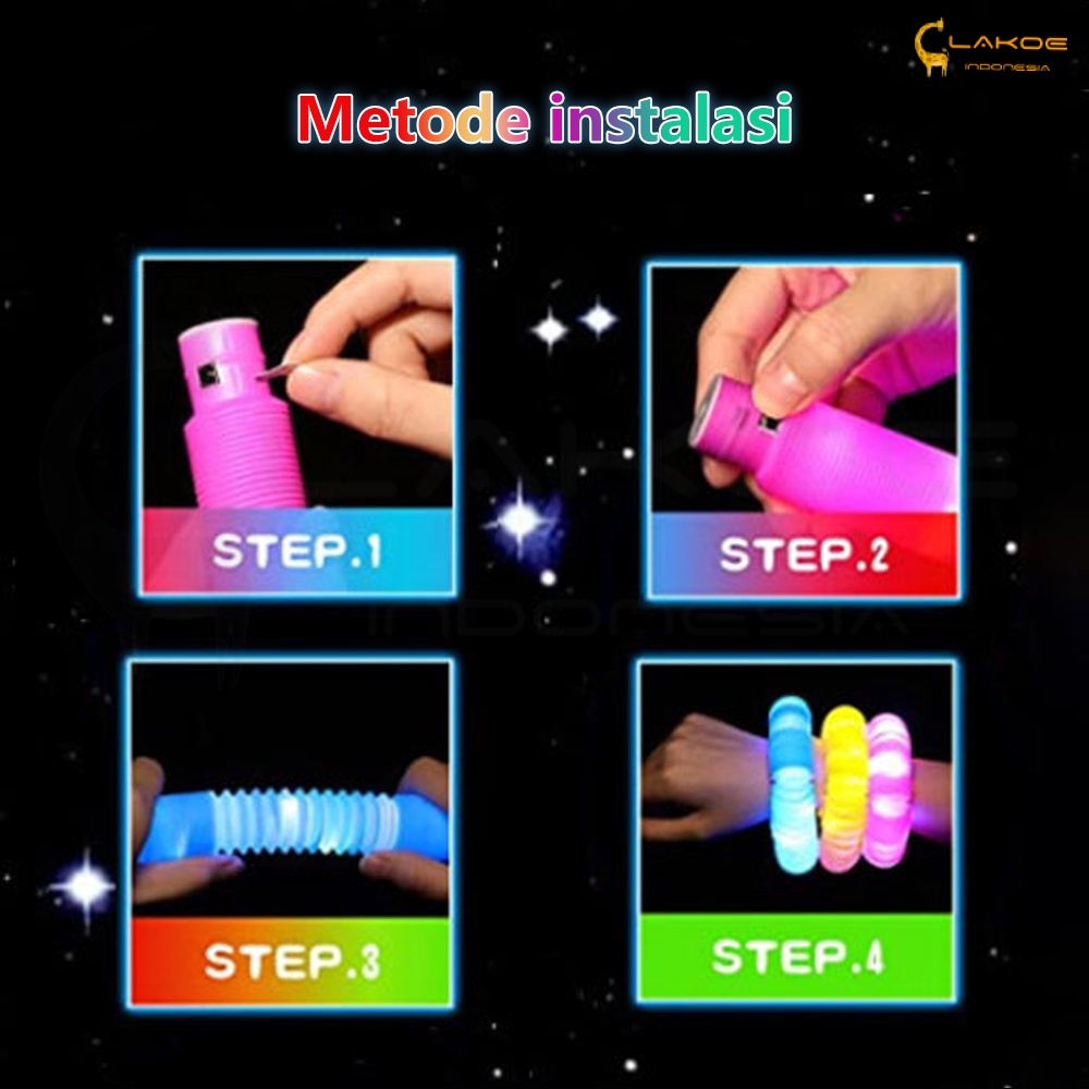 Led pop tubes light lampu mainan anak pop pipes pipa led