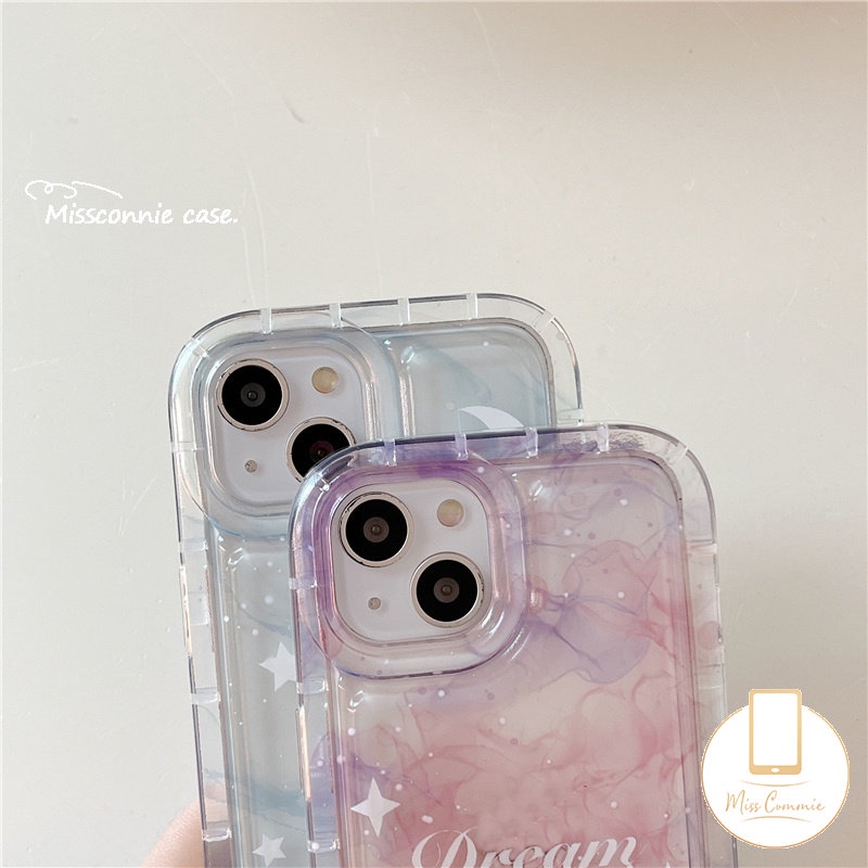 IPHONE Airbag Phone Case Kompatibel Untuk Iphone7 8 6 6S Plus 11 14 13 12 Pro MAX XR X XS MAX Fantasi Lukisan Tinta Langit Berbintang Bulan Bintang TPU Lembut Bening Shockproof Back Cover