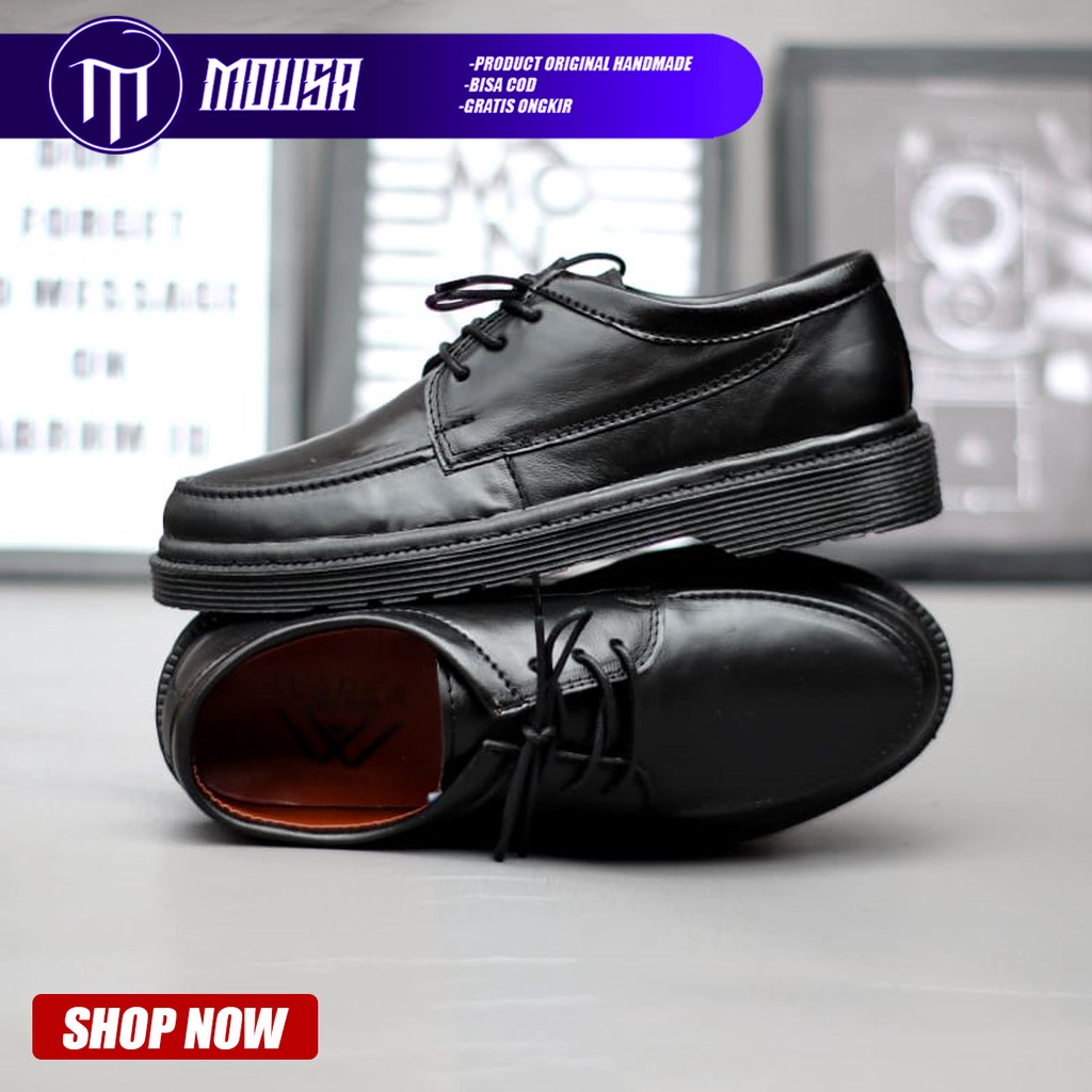 Sepatu Formal Pantofel Docmart Kerja Pria Hitam Mousa Jame