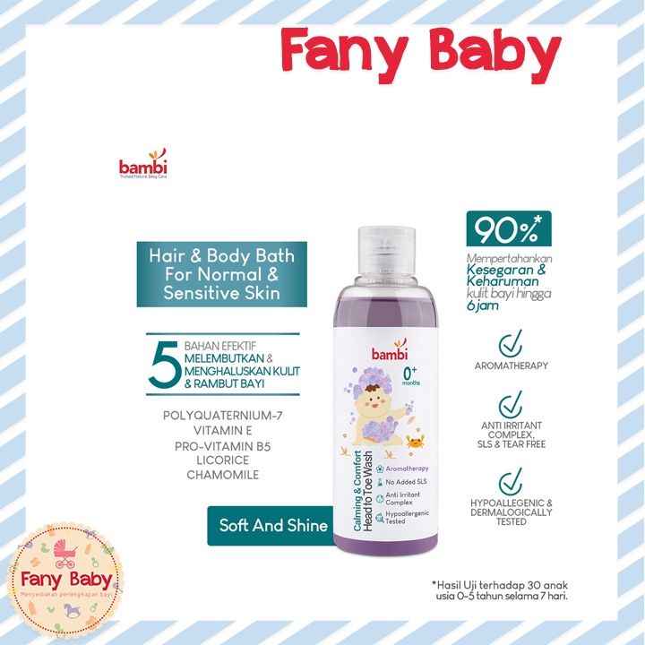 BAMBI BABY CALMING &amp; COMFORT HEAD TO TOE WASH 200ML
