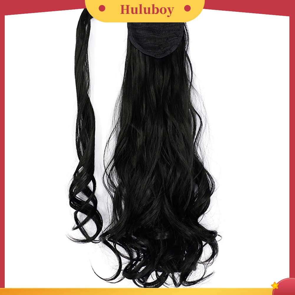 Wig Rambut Ekstensi Model Keriting Gelombang Bahan Serat Sintetis Ukuran 18 Inci