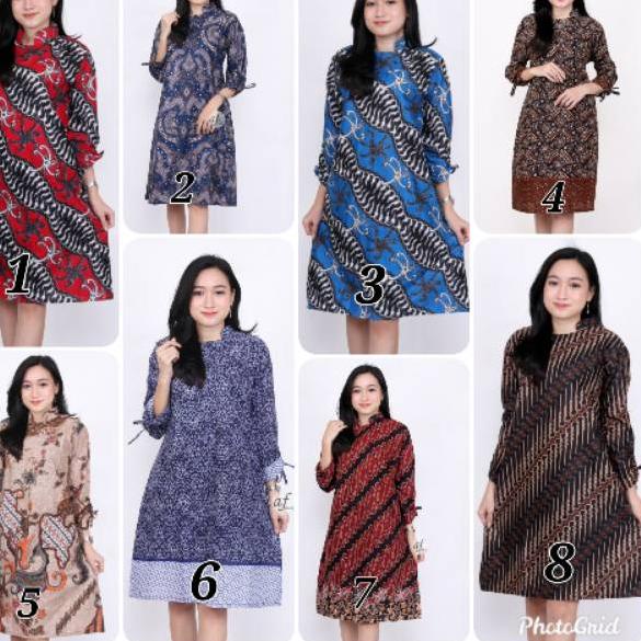 Paling Diminati DRESS BATIK KATUN KERJA KANTOR/SERAGAM BATIK KANTOR /DRESS BATIK NATAL/VN 999 dengan