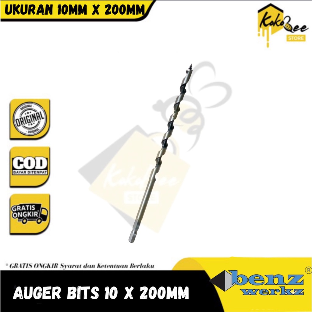 Mata Bor Kayu Panjang 10mm x 200mm / Wood Drill Auger Bit 10mm Benz / Mata Bor Kayu Panjang 10mm x 2