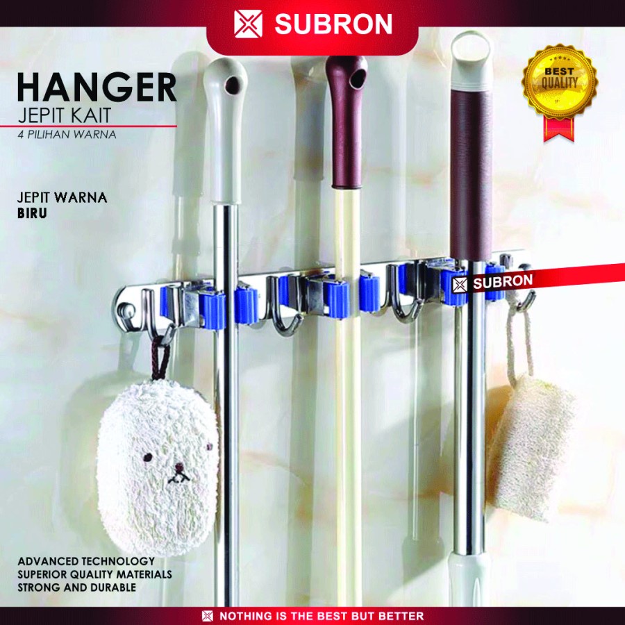 Hanger Jepit 4 Kait Stainless Gantungan All in Magic Mop Holder - SUBRON