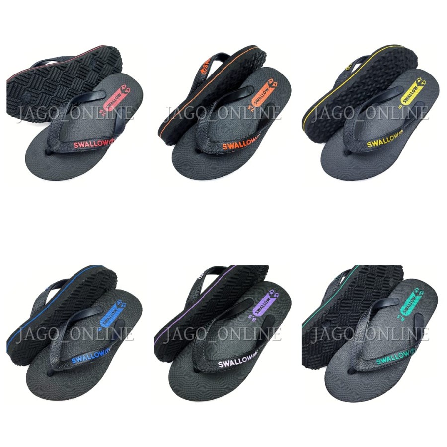 Sandal Jepit Anak Swallow Hitam Laki Perempuan Cewek Cowok Santai Pantai Jalan Main Sendal Jepit Jap