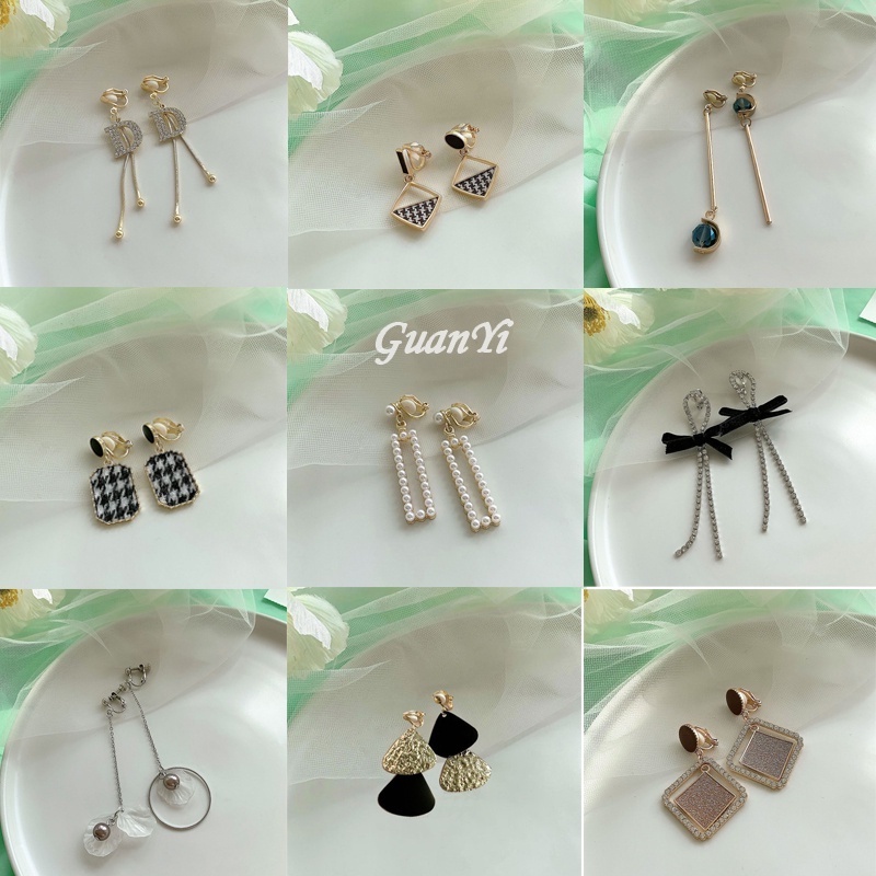 Gaya Korea Klip Telinga retro Anting Mutiara Anting Musim Gugur Musim Dingin Musim Semi Festival Earrings925Perak