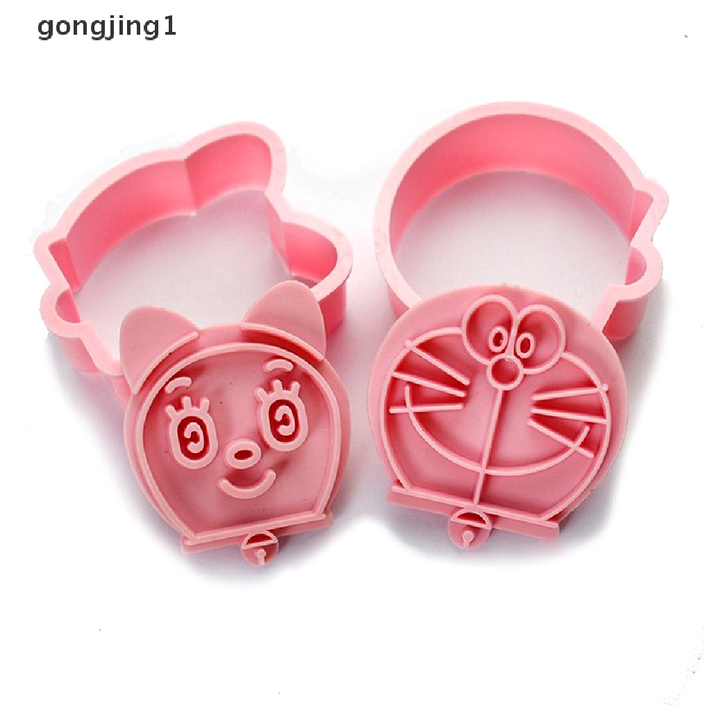 Ggg 2pcs /set Jingle Cats Plastik Food Grade Dan Doraemon Cookies Cutter/Alat Stempel ID