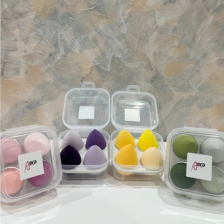 Beauty Blender Make Up Puff Box Isi 4pcs Aera Spons Beauty Make Up Tools