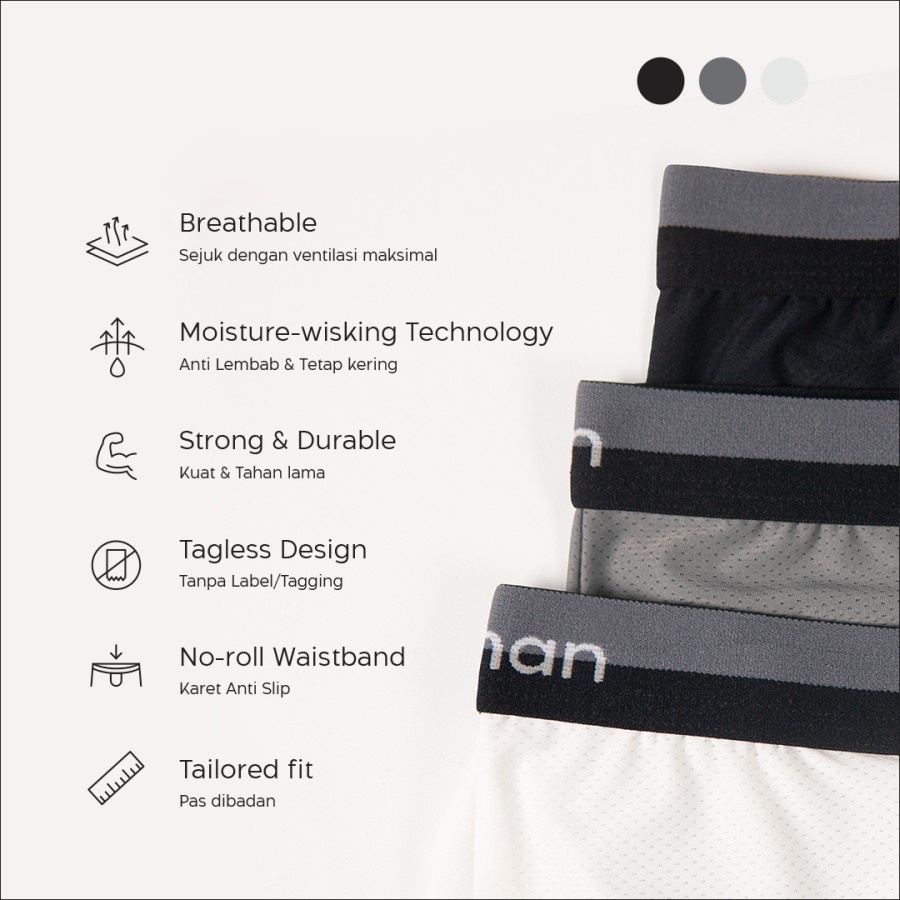 Flyman Celana Dalam Boxer Sport Pria 1 PCS FM 3385