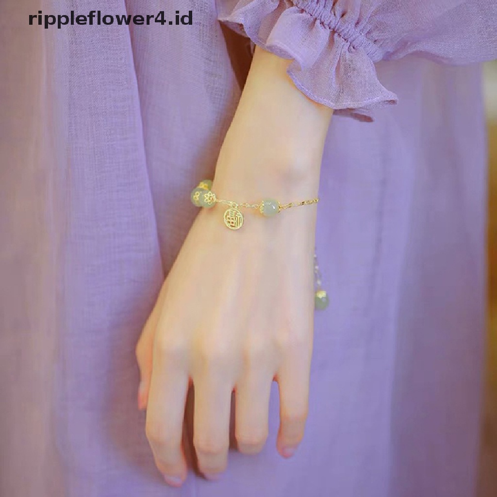 {rippleflower4.id} Fu Karakter Keberuntungan Hetian Giok Gelang Antik Kreatif Semua Pertandingan Menguntungkan Lucu Perempuan Temperamen Hadiah Fashion Femme~