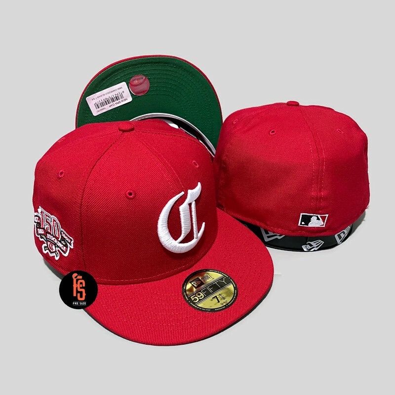 TOPI NEW ERA ORIGINAL 5950 150TH CINCINNATI RED STOCKINGS RED UV GREEN